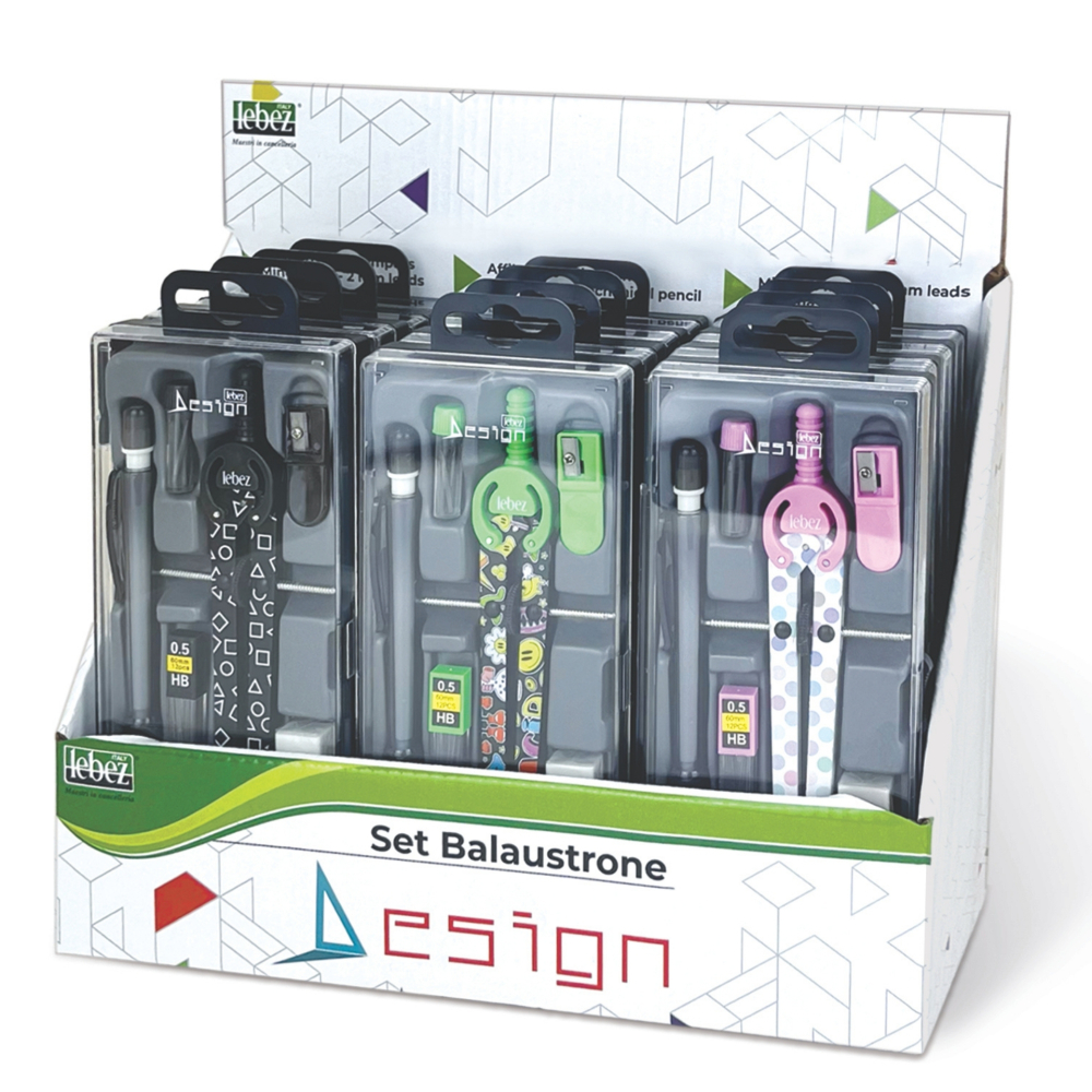 Trusa compas scolar din metal cu desene, cu 6 accesorii (12 blistere/display), copii varsta 6 ani+,8 ani+ [1]