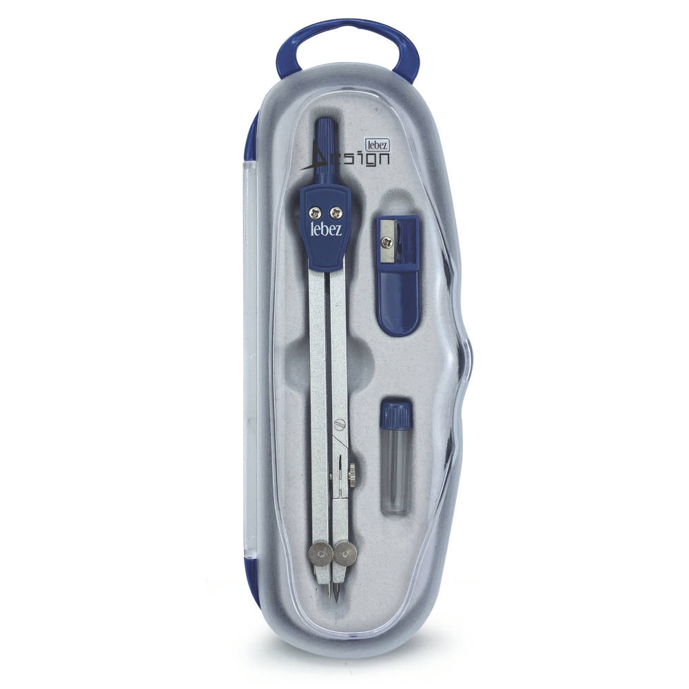 Trusa compas scolar din metal satinat cu deschidere rack, cu 3 accesorii (blister), copii varsta 6 ani+,8 ani+ [1]