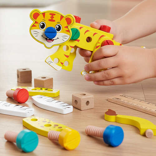 Trusa Scule Copii, Set Educativ DIY cu Unelte de Construit [4]