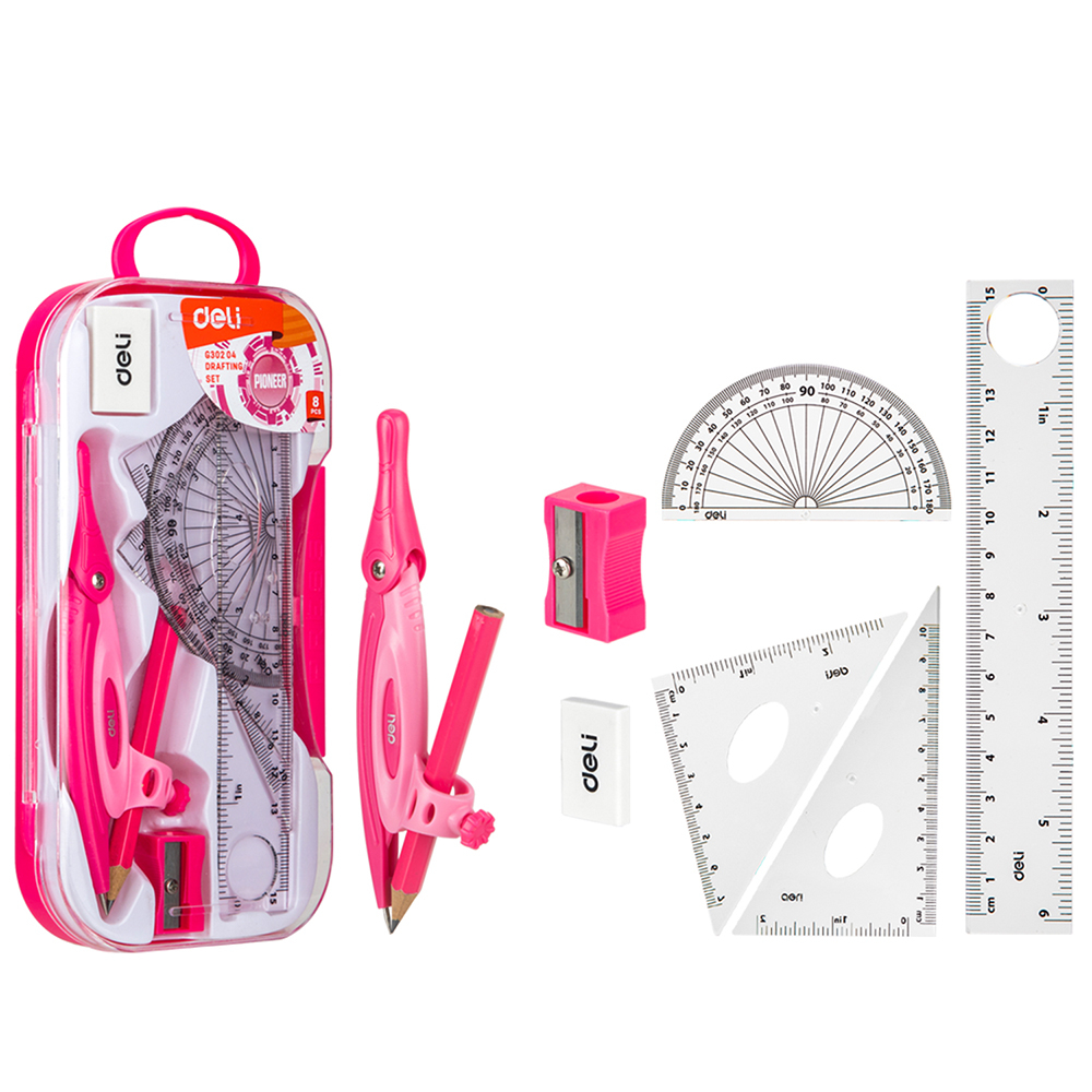 Trusa geometrie 7 piese cutie plastic deli [4]