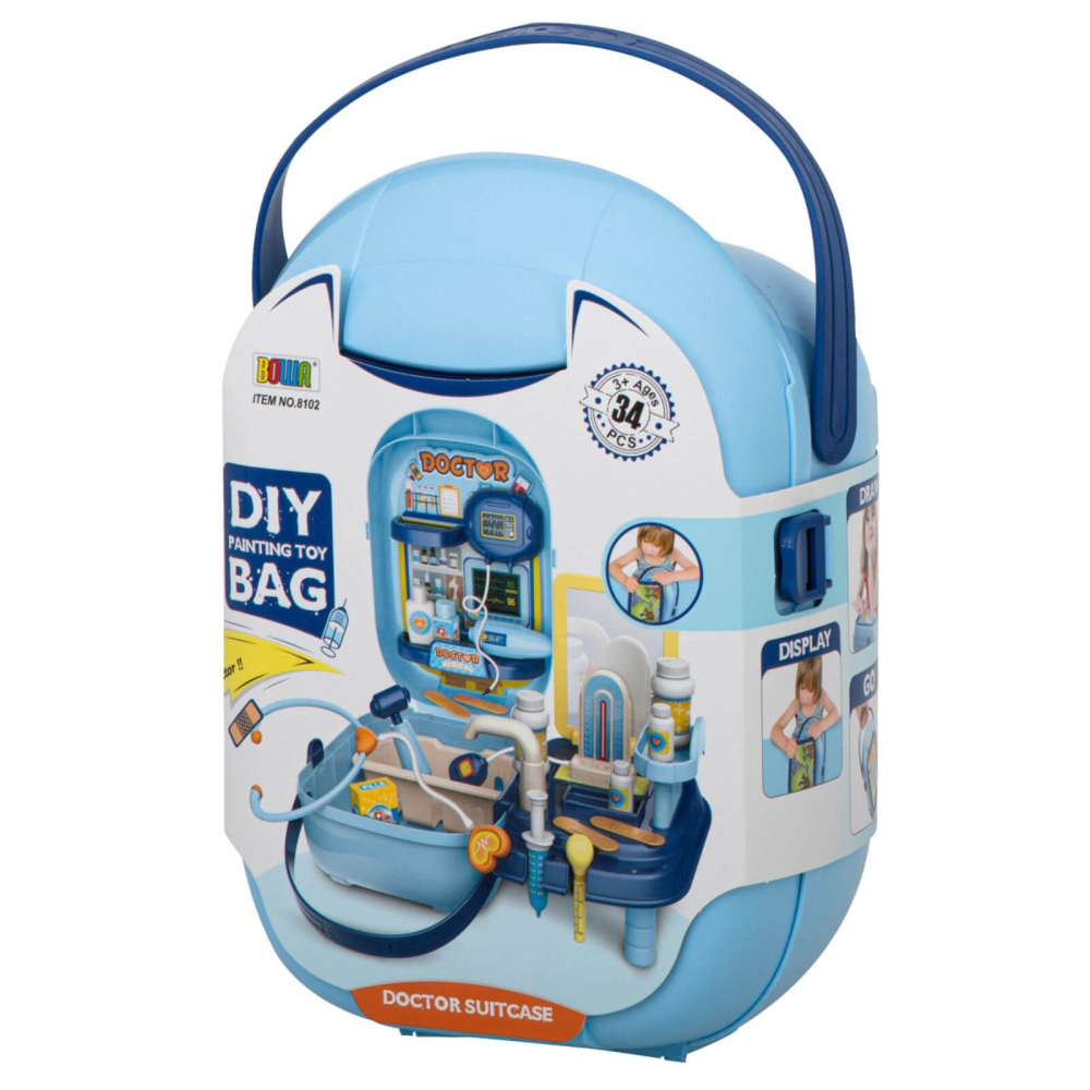 Trusa doctor copii, 34 accesorii, valiza medic, joc de rol copii [7]