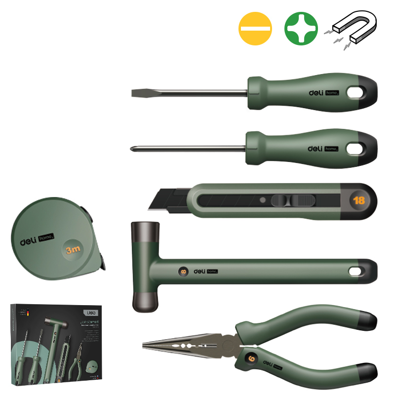 Trusa scule 6 piese de baza verde home series deli [3]