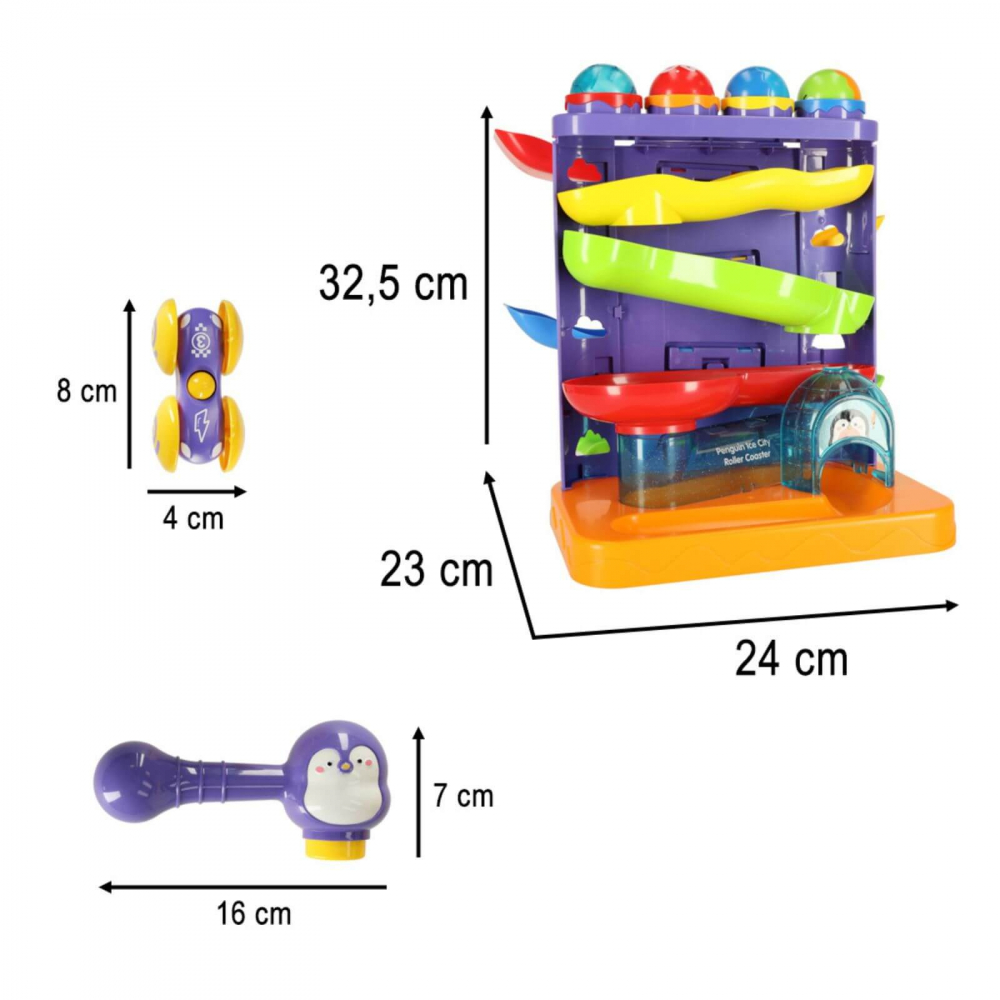 Jucarie 2 in 1 turn bile si circuit masinute, cu ciocanel, educativa 12 luni+ [6]