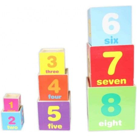 Piramida Montessori din lemn cu 8 cuburi in forma de turn din lemn. [2]