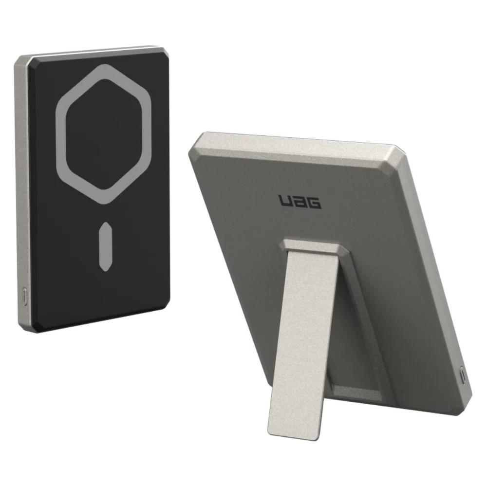 UAG Acumulator extern Slim Magnetic 5.000mAh, 20W, cablu Type-C, Wireless, cu stand,Titanium [11]