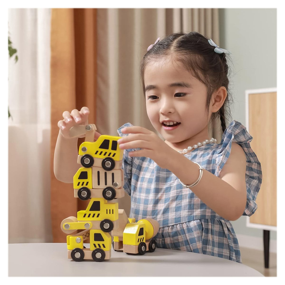 Utilaje constructii din lemn cu 6 piese, copii varsta 2-8 ani [3]