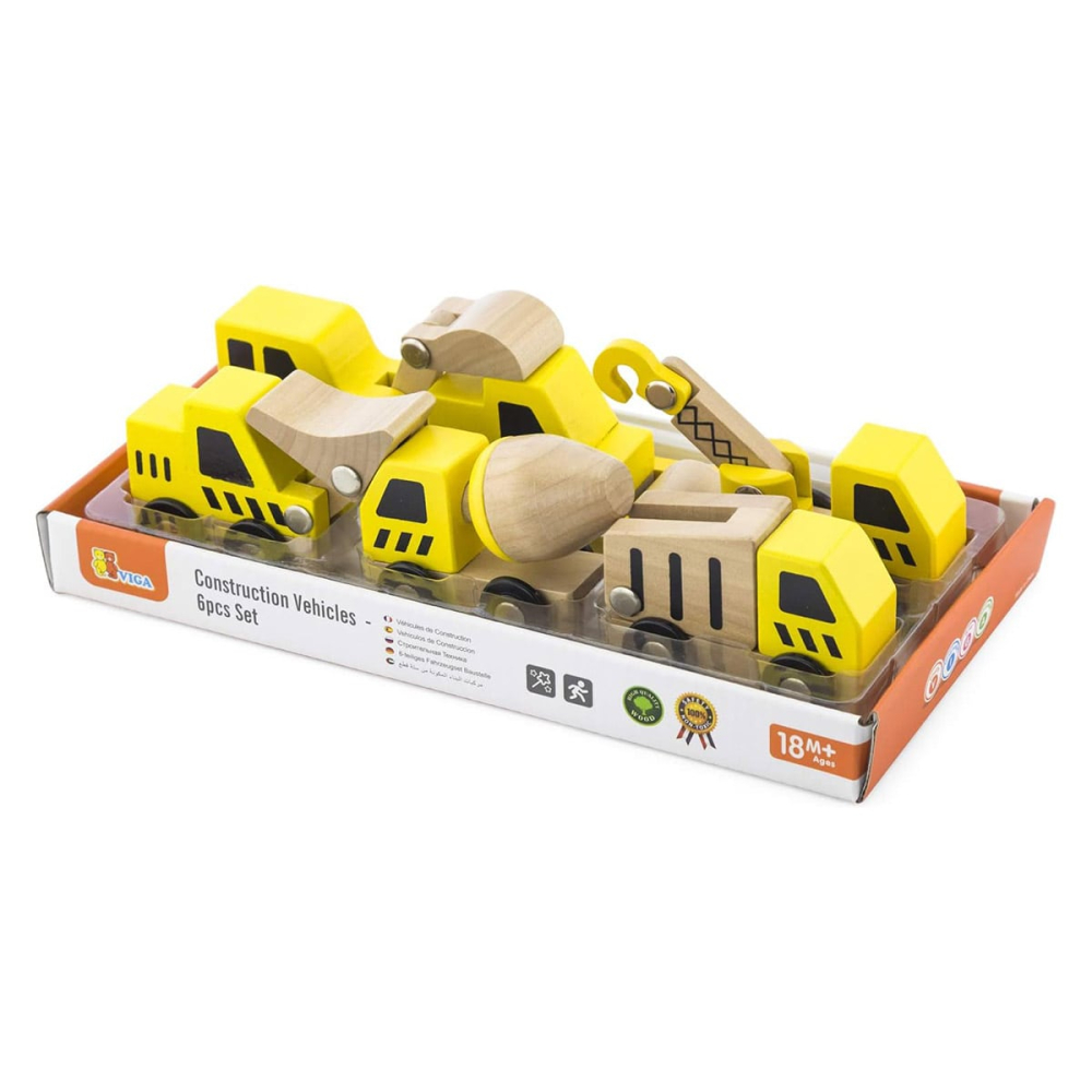 Utilaje constructii din lemn cu 6 piese, copii varsta 2-8 ani [5]