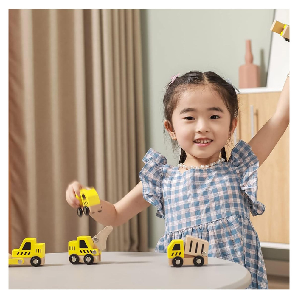 Utilaje constructii din lemn cu 6 piese, copii varsta 2-8 ani [2]