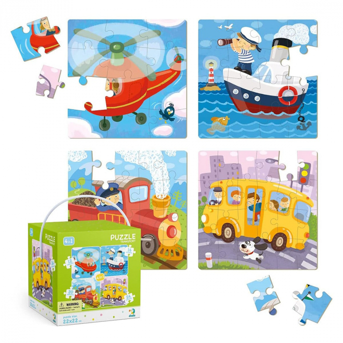 Vehicule, puzzle 4 in 1, 3-6 ani [4]