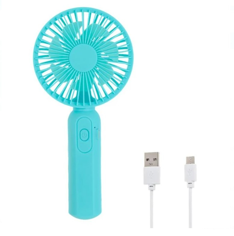 Ventilator portabil, de mana, mini, turcoaz, reincarcabil cu USB 19cm [2]