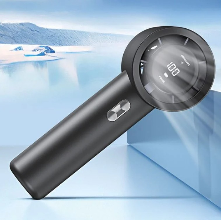 Ventilator portabil de mana USB cu Afisaj LED, Gri Antracit, 17 cm [2]