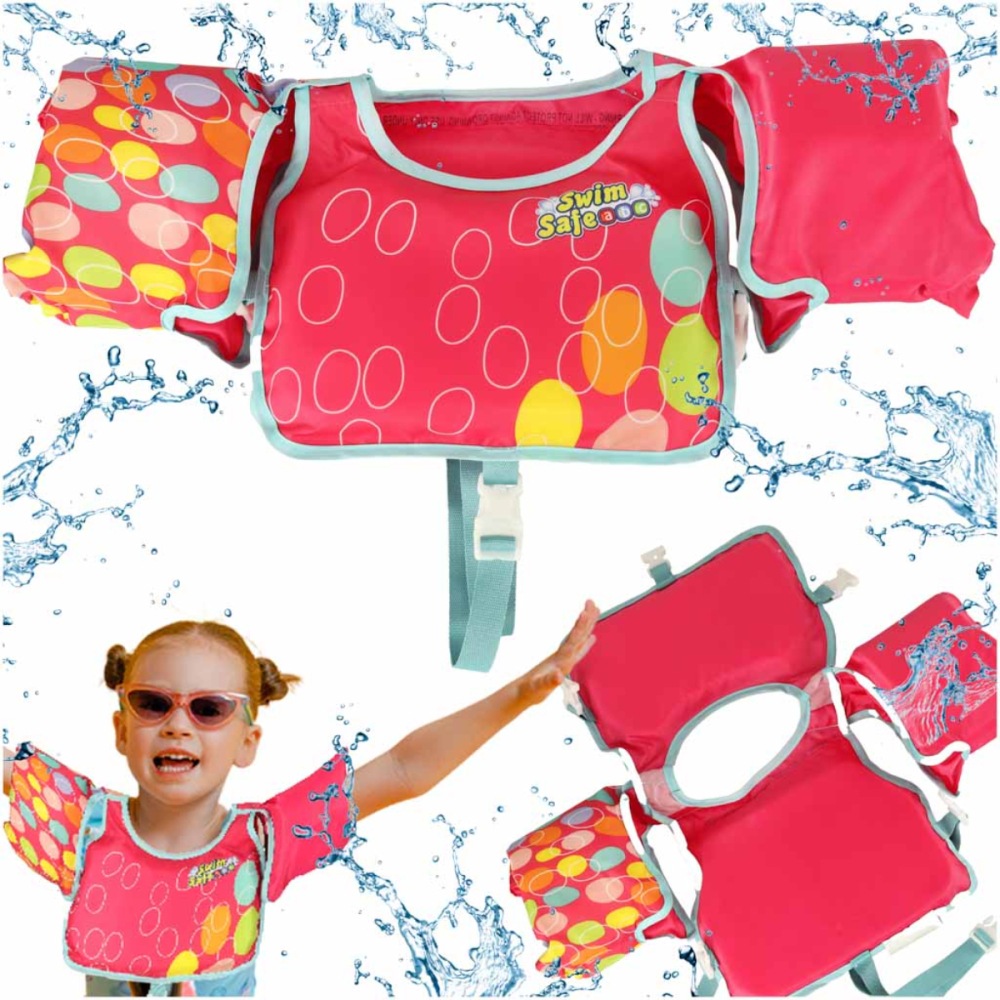 Vesta de inot cu maneci pentru Copii, Reglabila, Swim Safe, Roz, 3-6 Ani [2]