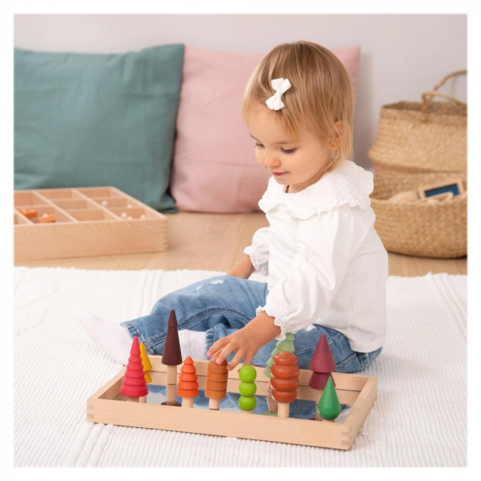Woodland Trees, set 10 copaci colorati din lemn, TickiT, 1-7 ani [2]
