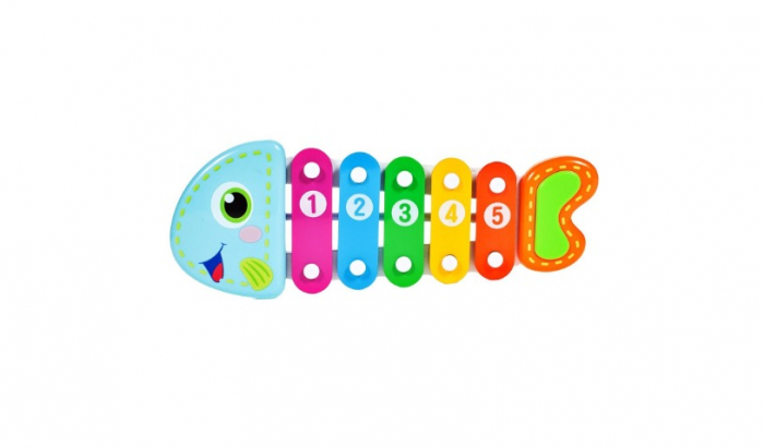 Xilofon little fish, jucarie xilofon cu clapete frumos colorate si bat. [5]
