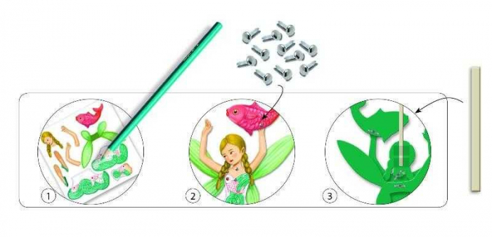 Set de colorat si asamblat figurine, Zane in miscare, Djeco, varsta 6 - 9, 9+ ani, Fata [3]