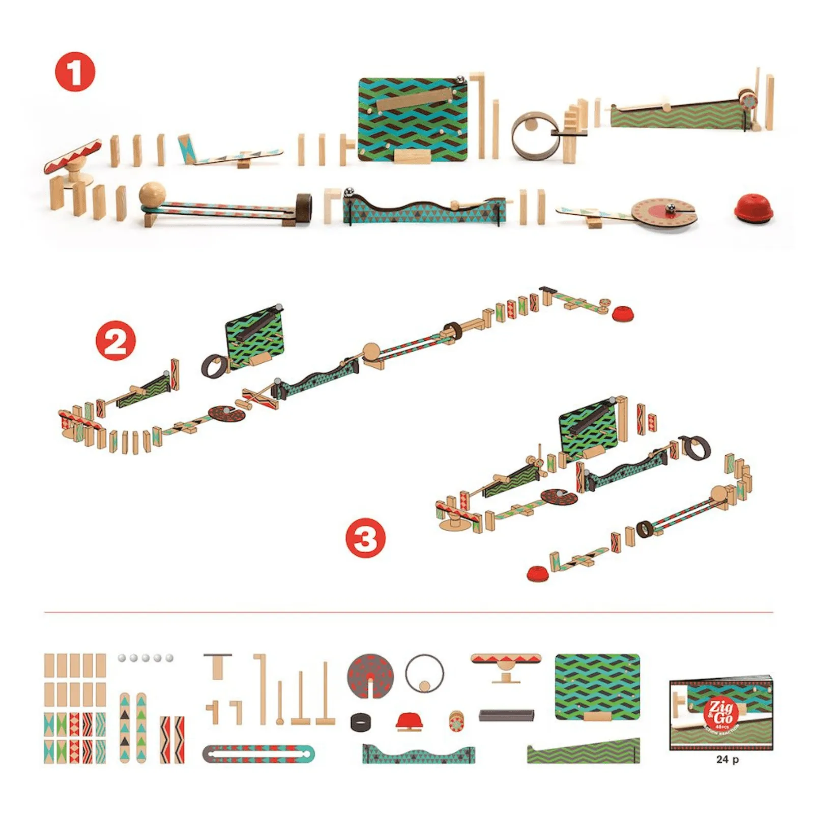 Zig & Go, Set de constructie trasee, 48 piese, Joc de gandire si reactie, Djeco, varsta 3 - 6, 6 - 9, 9+ ani, Baiat, Fata [4]