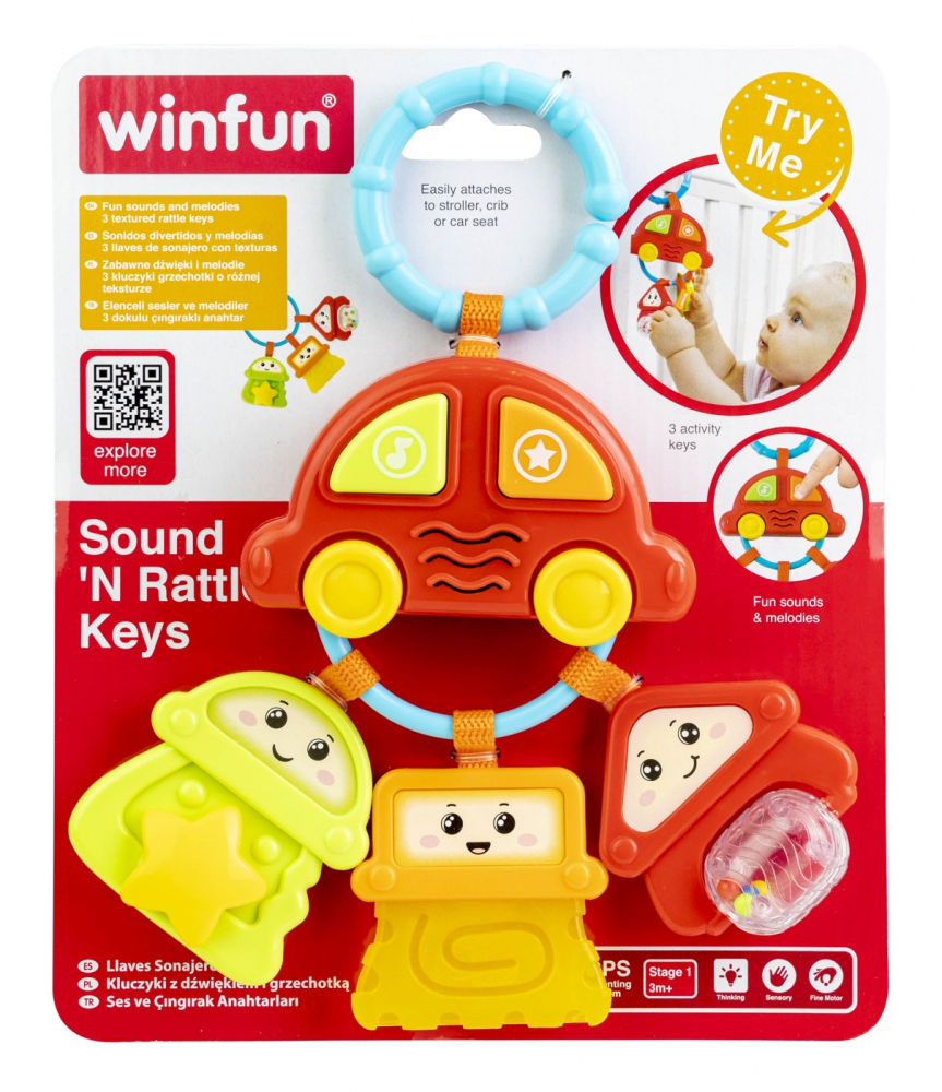 Zornaitoare masinuta cu 3 chei pentru bebelusi, winfun, varsta de la 3 luni la 2 ani [1]