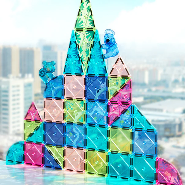 Set magnetic cu animale din jungla, Colorful Magnetic Tiles Wonderful Forest, 40 piese, 3 [5]