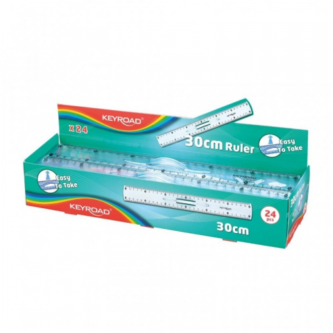 Rigle, Instrumente Truse de geometrie - Rigla plastic 30cm cu maner, transparenta, inscriptionare pe ambele parti