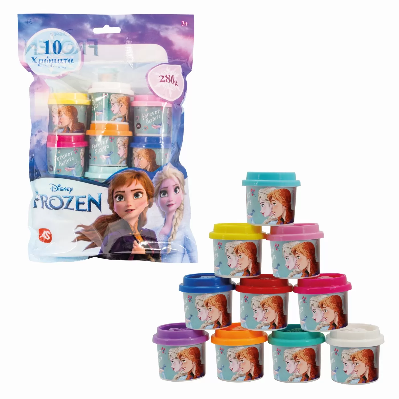 Art & Craft si Artizanat - Set 10 borcanase de plastilina, Frozen, in punga de plastic, 280 g, varsta de la 3 ani la 7 ani