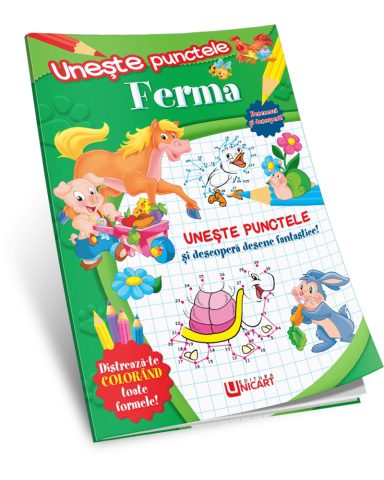 Cărți Educative, Activități - Carte uneste punctele cu desene de la ferma