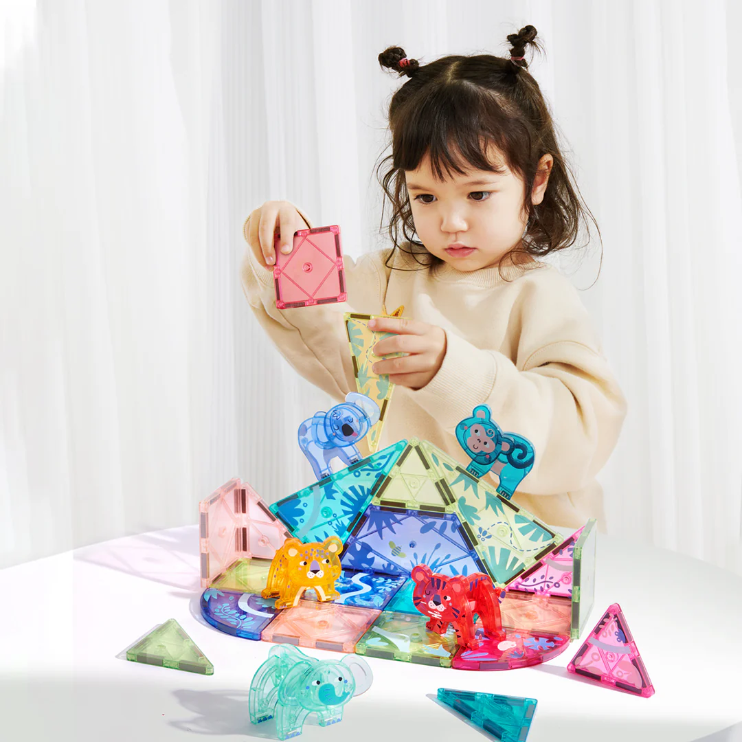 Set magnetic cu animale din jungla, Colorful Magnetic Tiles Wonderful Forest, 40 piese, 3 [6]