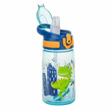 Caserole Sandwich si Sticle Apa - Sticle Apa Copii, Gradinita si Scoala, 500 ml cu Pai si Snur, Dino