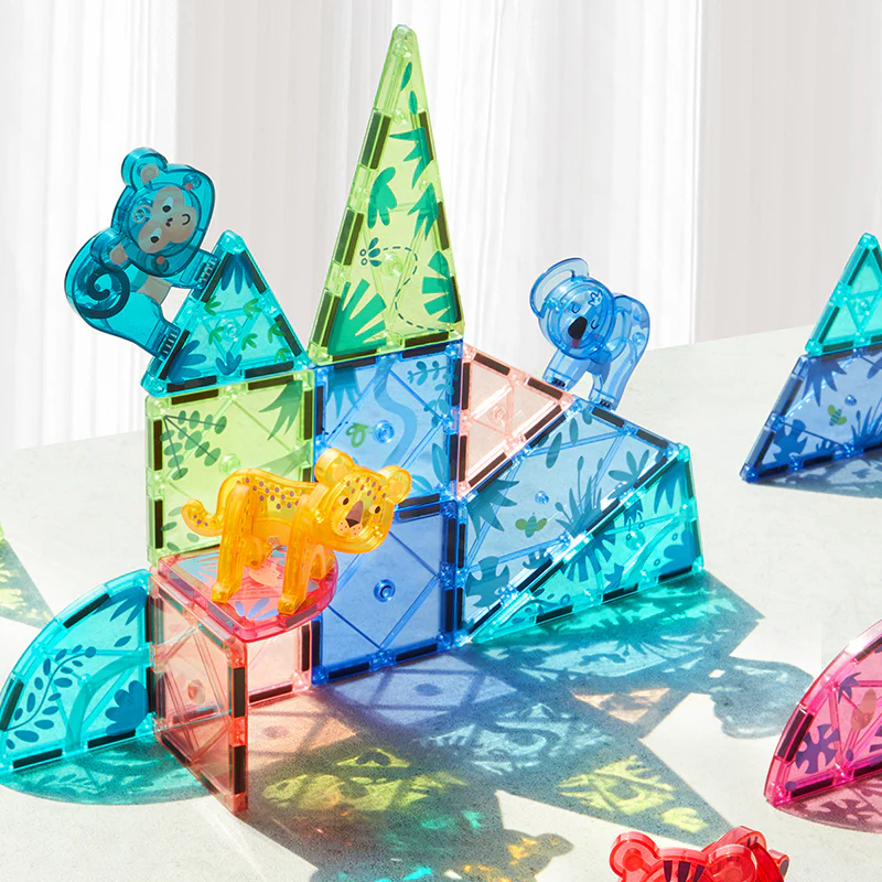Set magnetic cu animale din jungla, Colorful Magnetic Tiles Wonderful Forest, 40 piese, 3 [2]