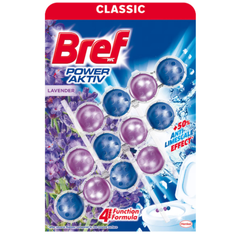 Odorizant toaleta - Odorizant bile pentru toaleta, Bref Power Aktiv Lavanda, 3 x 50g
