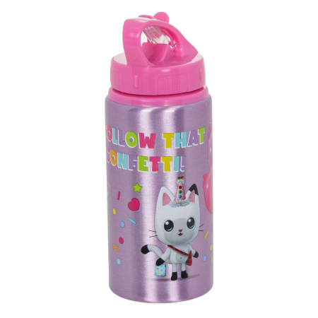 Sticle Apa Copii, Gradinita si Scoala, 500 ml, cu Pai, Pisici si Unicorn [2]