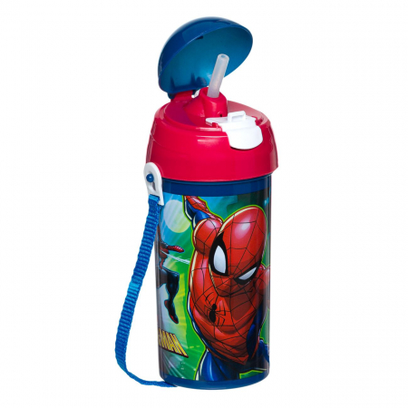 Caserole Sandwich si Sticle Apa - Sticle Apa Copii, Gradinita si Scoala, 500 ml cu Pai, Spiderman
