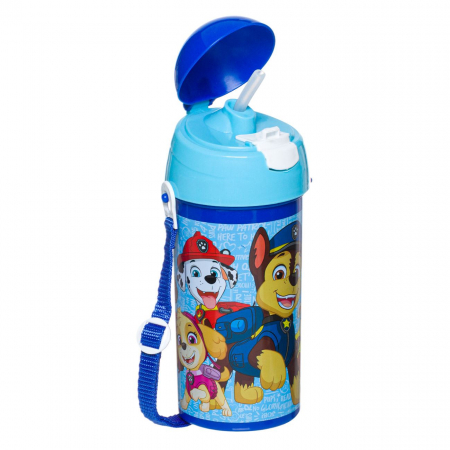 Sticlă de apă și Bidoane - Sticle Apa Copii, Gradinita si Scoala, 500 ml cu Pai, Patrula Catelusilor