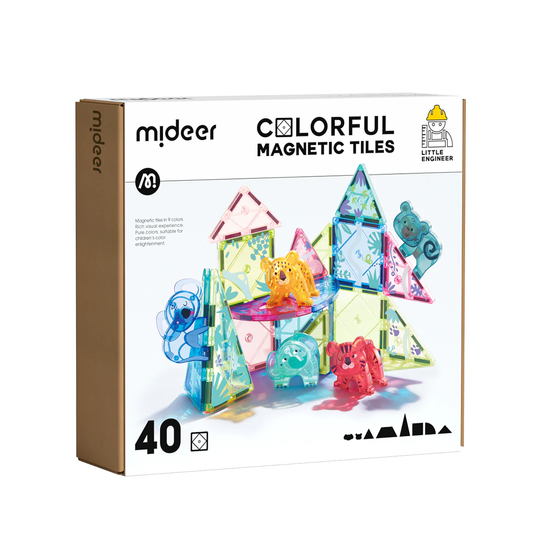Jucării și Jocuri pentru copii - Set magnetic cu animale din jungla, Colorful Magnetic Tiles Wonderful Forest, 40 piese, 3