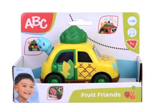 Jucării bebeluși - Abc fruit friends masinuta ananas 12cm, varsta de la 1 an la 3 ani