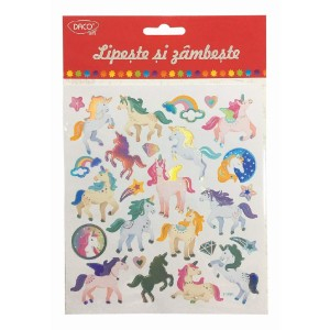 Art & Craft si Artizanat - Abtibild - ab059 unicorni lipeste si zambeste daco 3 buc