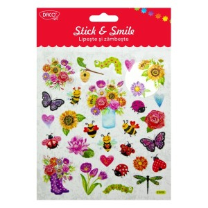 Art & Craft si Artizanat - Abtibild - ab066 gradina cu flori lipeste si zambeste daco 3 buc