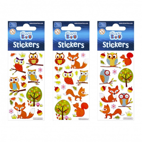 Art & Craft si Artizanat - Abtibilduri - animalute padure, set 17 buc, Sticker Boo, 382525