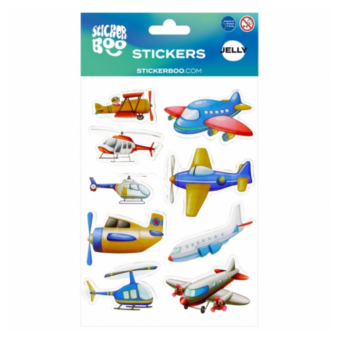 Art & Craft si Artizanat - Abtibilduri - avioane, 15x20cm, set 9 buc, Sticker Boo, 537780, +4 ani