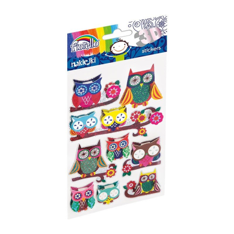 Art & Craft si Artizanat - Abtibilduri - bufnite, 25-100mm, 3D cu sclipici, Fiorello, GR-NP015 / 170-2469