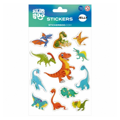 Art & Craft si Artizanat - Abtibilduri - dinozauri, 15x20cm, set 12 buc, Sticker Boo, 537778, +4 ani