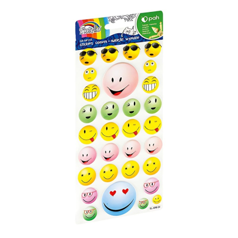 Stickere, Abțibilduri, Autocolante - Abtibilduri - emoticoane, gumat, set 31 buc, Fiorello, GR-NP155 / 170-2764