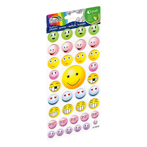 Stickere, Abțibilduri, Autocolante - Abtibilduri - emoticoane, gumat, set 36 buc, Fiorello, GR-NP153 / 170-2762