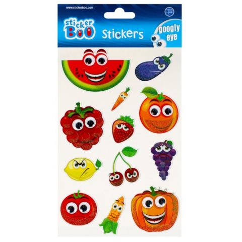 Art & Craft si Artizanat - Abtibilduri - fructe, legume, set 12 buc, Sticker Boo, 493716