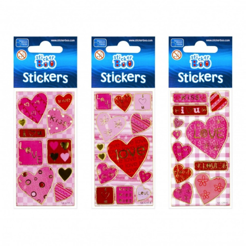 Art & Craft si Artizanat - Abtibilduri - inimi love, set 11-13 buc, Sticker Boo, 225030