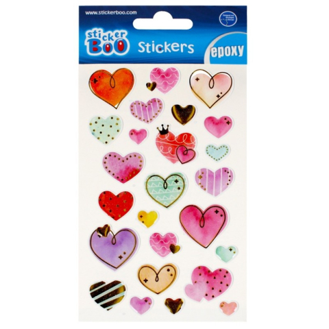 Art & Craft si Artizanat - Abtibilduri - inimi, set 26 buc, Sticker Boo, 493725