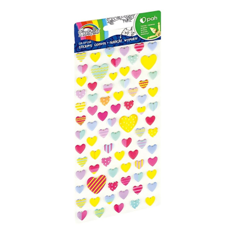 Stickere, Abțibilduri, Autocolante - Abtibilduri - inimioare, gumat, set 80 buc, diverse culori, Fiorello, GR-NP150 / 170-2759