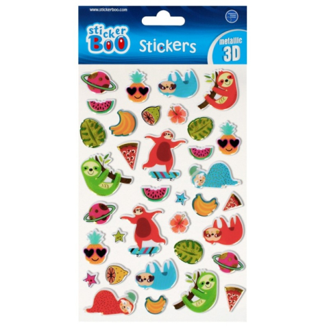 Stickere, Abțibilduri, Autocolante - Abtibilduri - lenes, 3D, metalic, set 35 buc, Sticker Boo, 493713