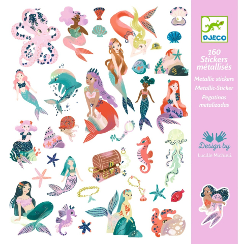 Art & Craft si Artizanat - Abtibilduri metalice Sirene, Djeco Fata, varsta 3 - 6 ani, 6 - 9 ani