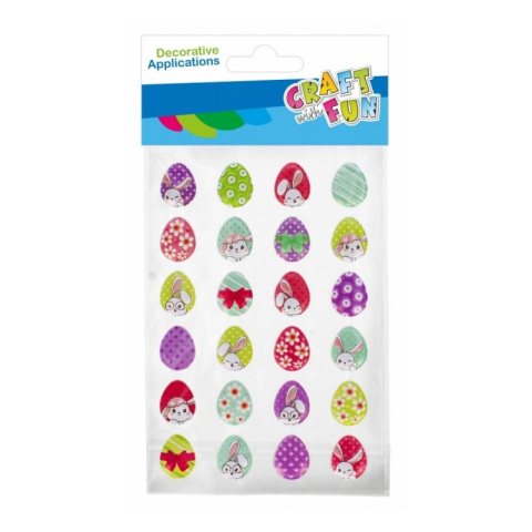 Stickere, Abțibilduri, Autocolante - Abtibilduri - oua Paste diverse culori, Craft with Fun, 531731, set 24 buc