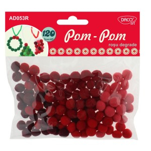 Art & Craft si Artizanat - Accesorii craft - ad053 rosu pom pom degrade 3 buc